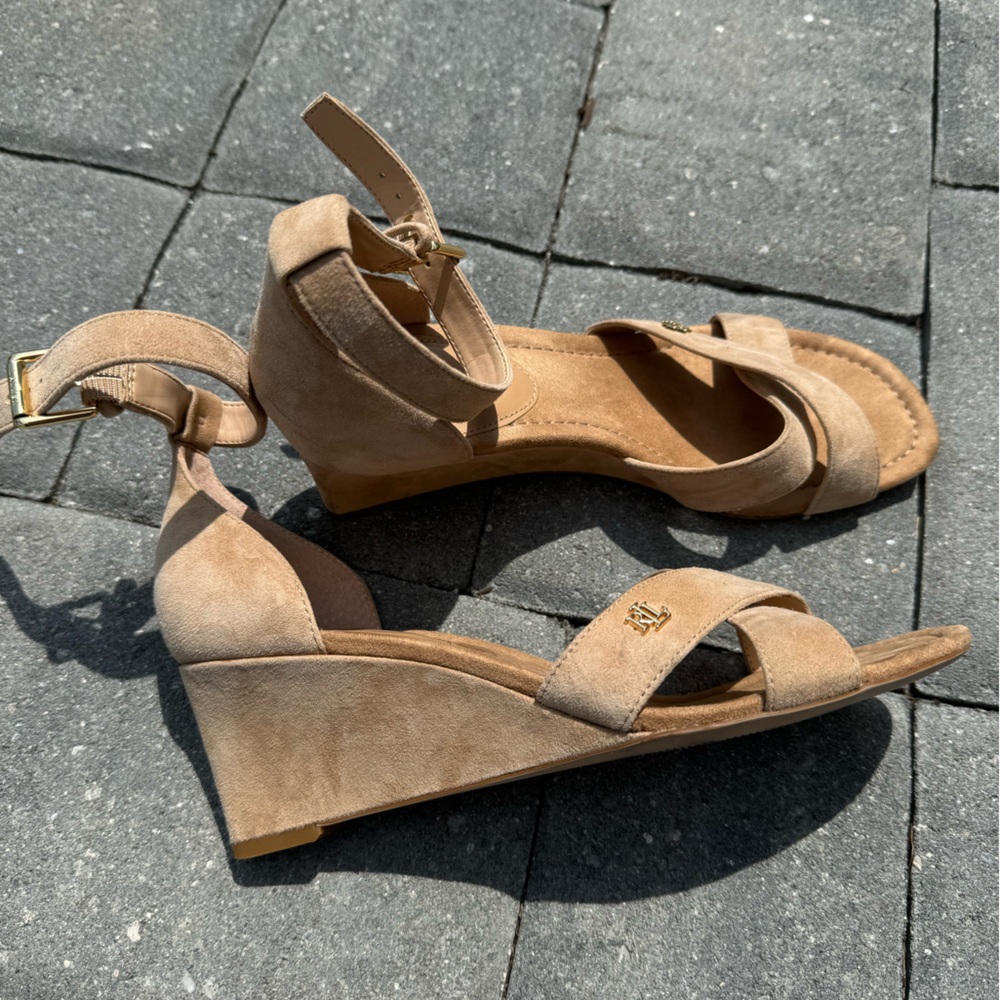 Ralph Lauren suede wedge sandals,light used,size 7